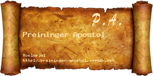 Preininger Apostol névjegykártya